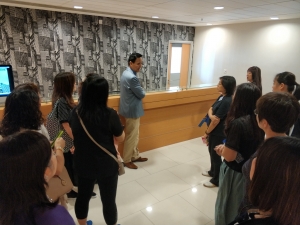 Parents toured the simulation rooms of  hotel management