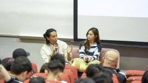 放映會分享嘉賓，短片導演張立峯先生及演員陳映影小姐。